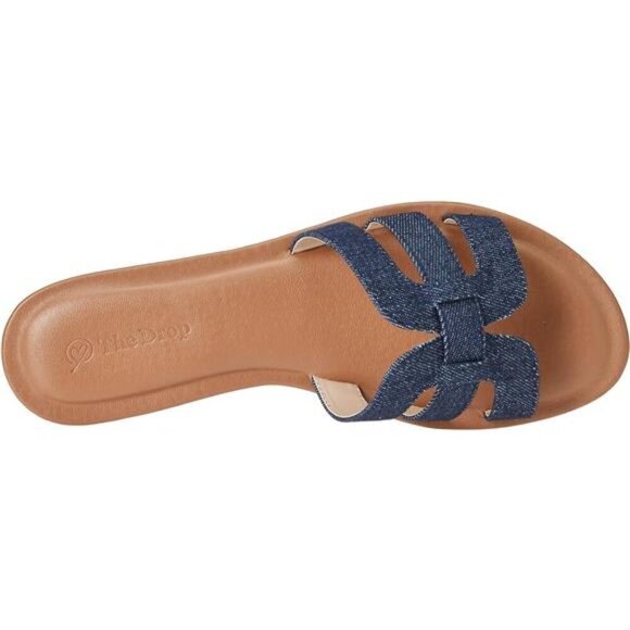 Women's Monika Flat H-Band Slide Sandal, Chic and Stylish, Chambray, Brand New - Picture 5 of 7